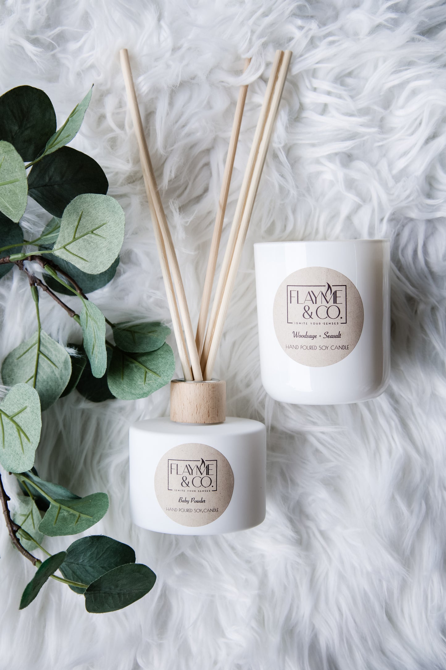 White Candle/Diffuser Combo