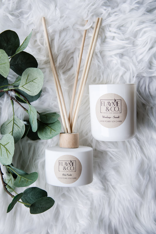 White Candle/Diffuser Combo